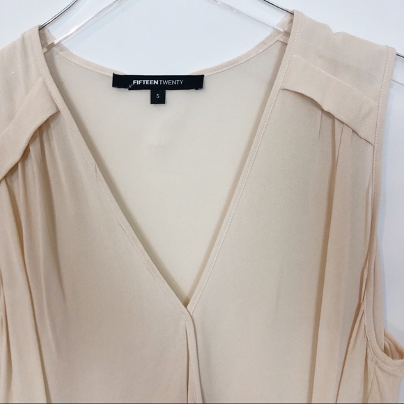 FifteenTwenty Faux Wrap Sheer Ivory Tank Small - Picture 7 of 8